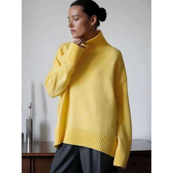 Blubelle Autumn Winter Women's Oversized Turtleneck Sweater Casual Warm Solid Basic Loose Knitted Jumper Pullover Designer Sweater Women Women Sweater