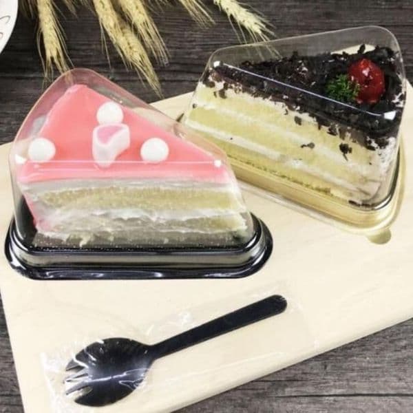 Arrival Plastic Clear Disposable Cake Box Single Individual 8 Inch Triangle Cake Boxes Food Dessert Packaging