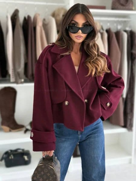 winter jacket women Women Fall Winter Coat Short Type Turn-down Collar Solid Color Loose Button Closure Cardigan OL Commuting Jacket Lady Outwear