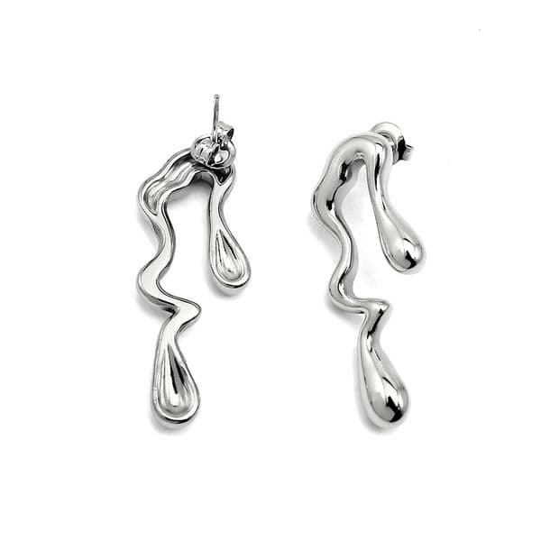 Vintage Irregular Water Drop Earrings for Women Fashion Geometric Asymmetric Melting Ice Design Stud Earring
