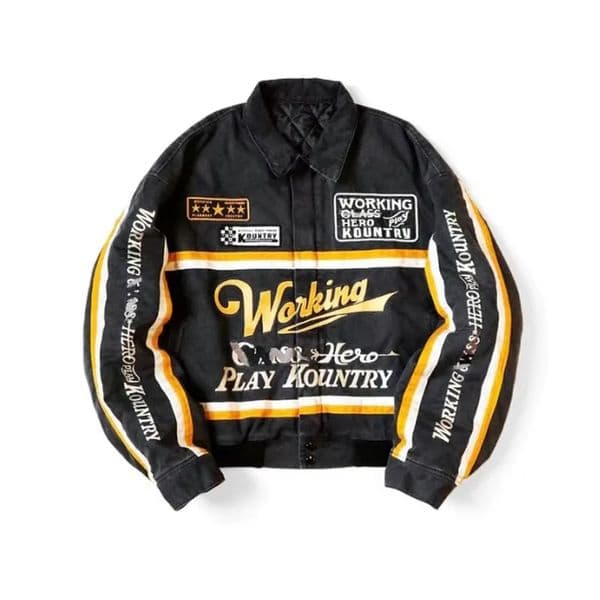 Batik Embroidery Motorcycle Long Sleeved Jacket with Cotton Parkas Coat