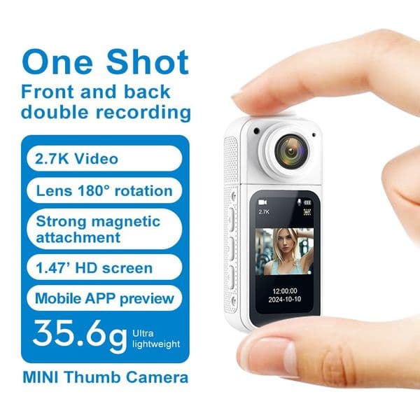 HD Wireless Magnetic Thumbsport Action Camera - Long-lasting Batteries for Outdoors & Cycles