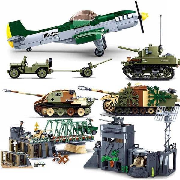 2 World War II Normandy Landings UK US German Army Sets Building Blocks Bricks Toys World War II Military Vehicle Pershing Panther Tanks W250807 W251028