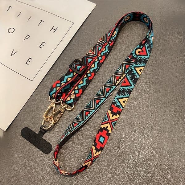 New Long Horizontal Mobile Phone Hanging Rope Shoulder Strap Wide Version Pendant Retro Chinese Pattern Adjustable Chain Hanging Mobile Phone Decorative Pendant