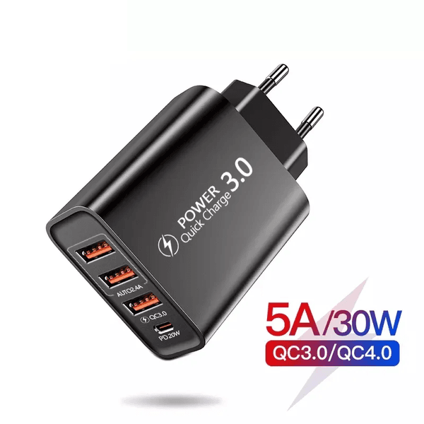 5A 30W 4 Ports USB Quick Charge Fast Wall For Xiaomi Phone11 12 13 Portable Phone Charger QC 3 0 Adapter EU/US Plug
