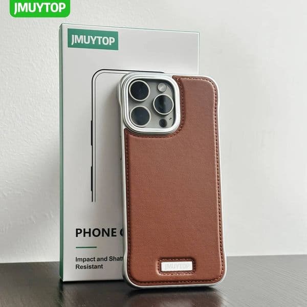 Jmuytop Borderless for Iphone 16 15 Pro Max Leather Back Cover Ultra-Thin Mobile Phone Protective Case