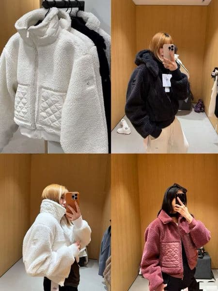 Women's Brown Fleece Lamb Jacket Designer Autumn Winter Stand Collar Patchwork Zipper Coat Warm Thickened Loose Casual High-end Outwear Yoga Legging
