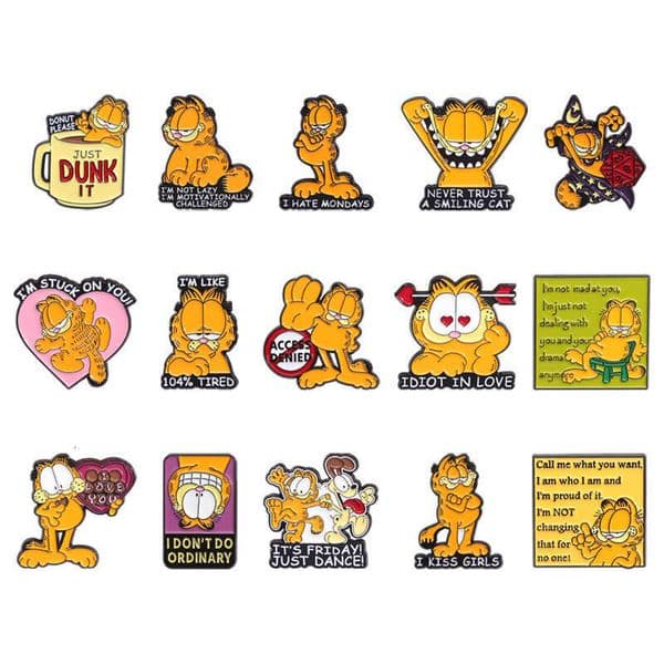 Cute Collection Orange Cat Garfield Animal Movie Comic Merchandise Metal Badge Lapel Pin Gift Exquisite Brooch