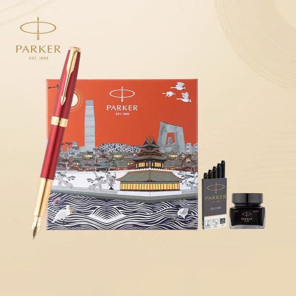 PARKER Fountain Pen Zhuoer Red Gold Nib Metropolitan Box Women's High-end Gift