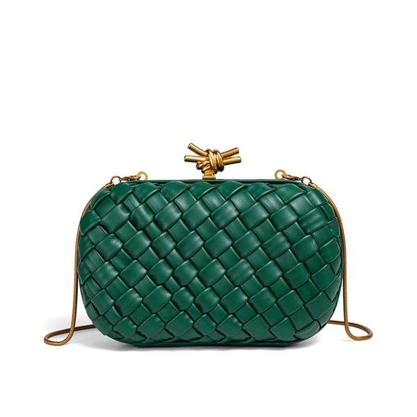 Luxurious Designer PU Leather Handbag with Removable Straps - Elegant Woven Patterned Evening Purse