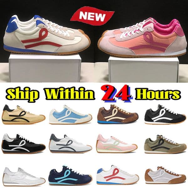 Flow runner sneaker Designer Men Women Ballet Runner 2.0 Casual Shoes Nylon Suede Sneakers black white Cream Baby Pink mens running shoe Luxury Low Flats trainers
