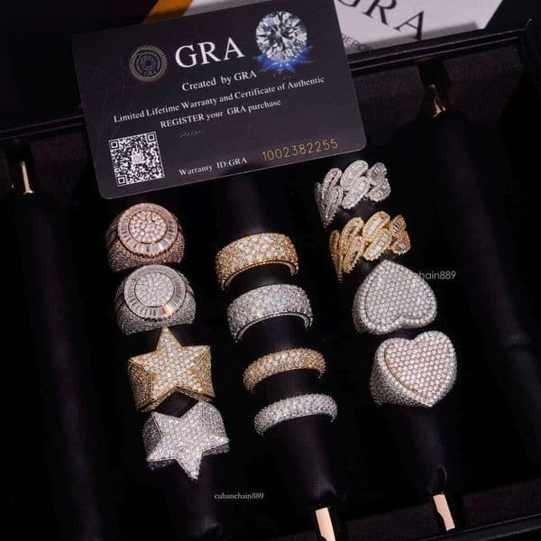Ready to Ship Hip Hop Ring S Pass Dias Test GRA Moissanite Iced Out Buss Down Sparkling Men Rings