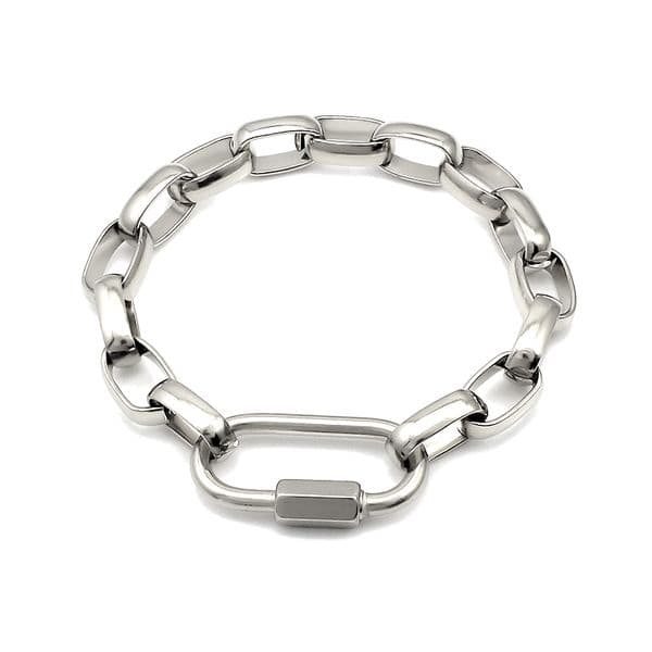 Punk Carabiner Metal Stainless Steel Big Thick Link Chain Bracelet Set Bangle Unisex Chunky Link Charm Bracelet Hand Jewelry