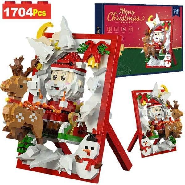 1704PCS Christmas Building Blocks Kit MOC 3D Santa Claus Photo Frame Model Bricks Sets Creative Decorations Gifts for Kids Toys X251029