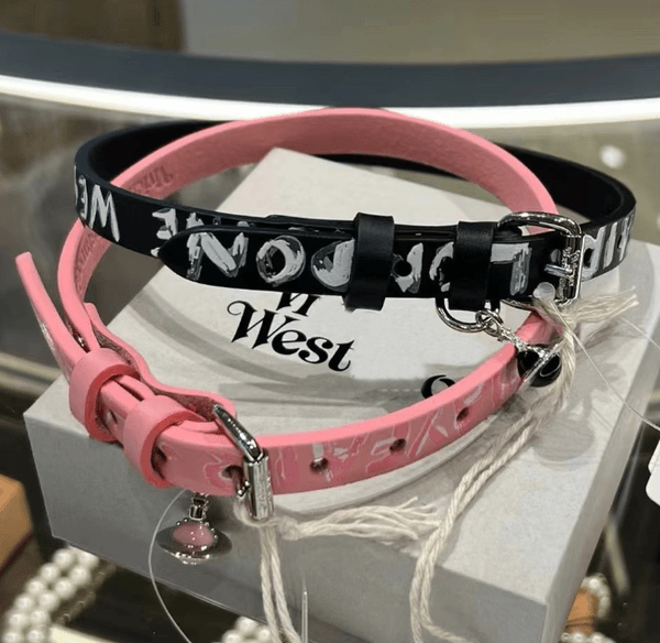 Saturn Leather collar Chokers Designer Saturn necklace Women collarbone chain Letter leather rope graffiti necklace Punk style Choker necklace Party jewelry gift