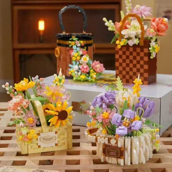 Eternal flower basket building block assembly toys home decoration building block flower series as gifts for girls X251029