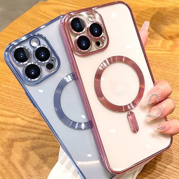 Clear Magnetic phone Cases Soft TPU Silicone Shockproof Cover With Camera Lens Film Protector for iPhone 17 16 15 14 13 12 11 Pro Max Phone