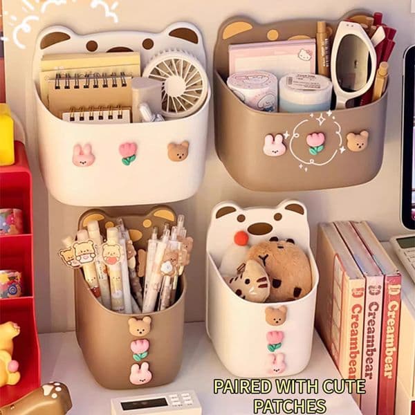 Wall mounted storage basket without punching holes wall mounted shelf student dormitory stationery box sorting and storage box hanging basket