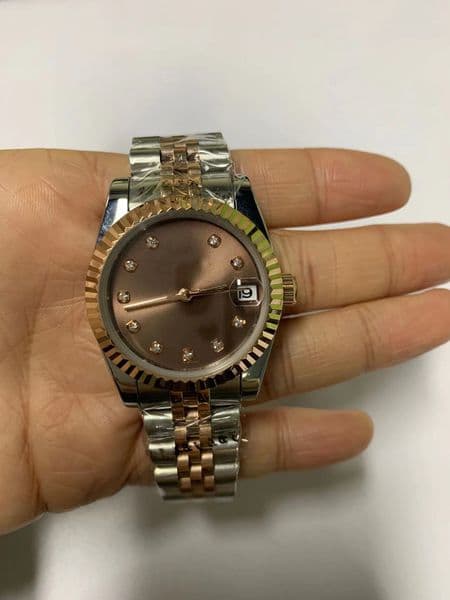 Rose Gold Two Tone Stainless Steel Women Automatic Mechanical New Bussiness Watch Women Diamond Mens Watches birthday valentine's day gift