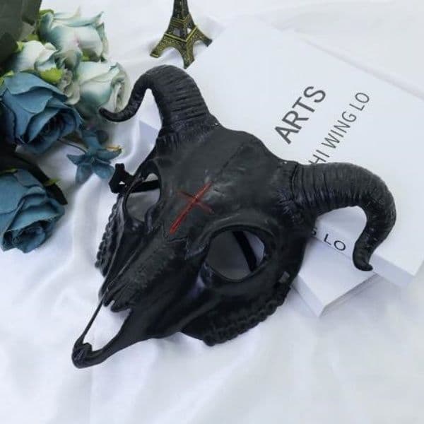 Halloween Horror Mask, Full Face Mask, Drama Party, Cosplay Props, Plastic Goat Animal Mask, Demon Mask, Disguise Horror Goat He