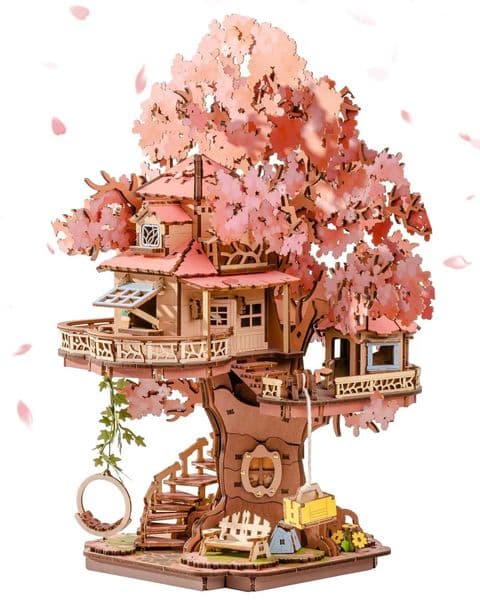 Robotime Rolife Sakura Tree House 3D Wooden Puzzle Model Kit with Swing Stairs Perfect Christmas Home Decor DIY Gift for Adults X251029