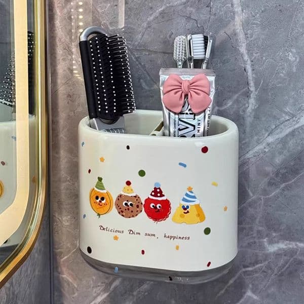 Bathroom toothbrush toothpaste comb storage rack non perforated wall mounted toilet washbasin shaver storage tube
