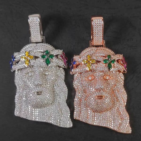 Custom 32inches Hip Hop GRA Marquise Cut VVS Moissanite 925 Silver Pass Diamond Tester Four Leaf Clover Flower Jesus Pendant
