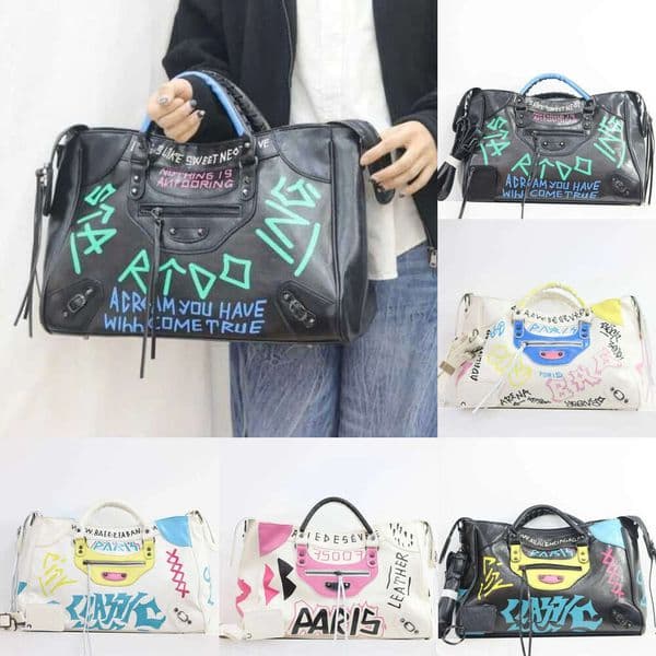 2026 New Graffiti Tote Designer Neo Cagole Leather Shopping Handbag Cyberpunk Large Duffle Bags Women's Motorcycle Bag 251030