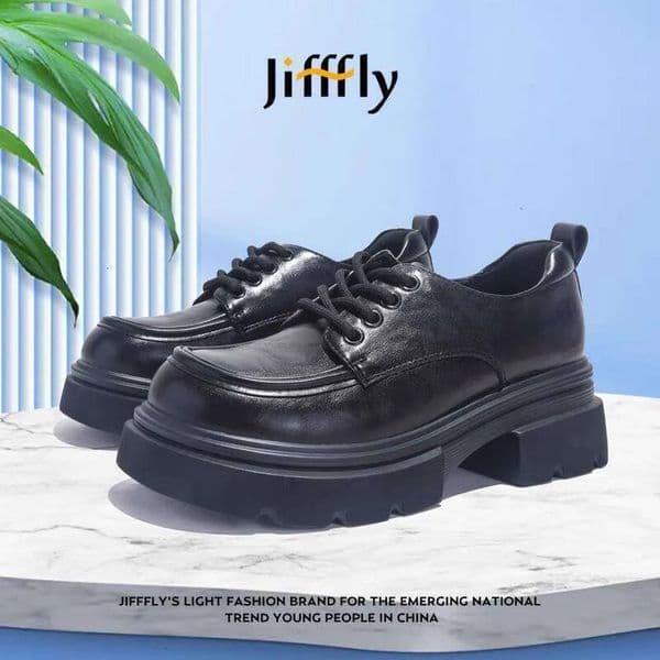 Jifffly 2025 Summer New Women's British Style Thick-Soled Slip-On Loafers Versatile Leather Shoes Comfortable Breathable Anti-Slip