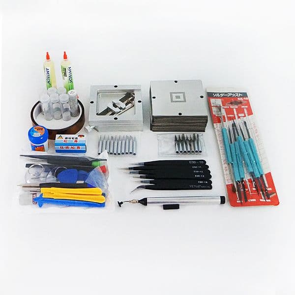 1Set BGA Reballing Directly Heat Stencils Solder Paste Tin Balls Station Steel Mesh BGA Reball Kit for SMT Rework Repair