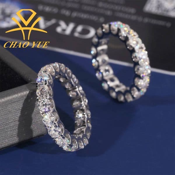 European American BestSelling 925 Sterling Silver VVS Moissanite Glittering Fashion Ring 40mm Light Luxury for Men and Women