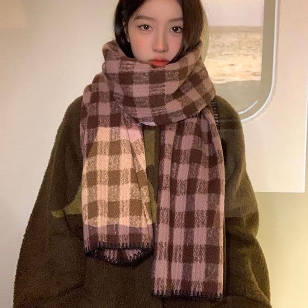 New No. 1177 New Winter Atmospheric Scarf, High-End Plaid, Extra Long, Thick, Warm and Versatile Couple Neck Warmer