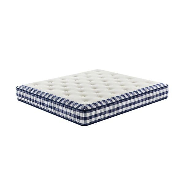 Bedding Supplies-Handmade Custom Mattress - Single-Layer Striped Blue-White Plaid, 7-Zone Springs Support, 100% Handcrafted Mattress-Orebro