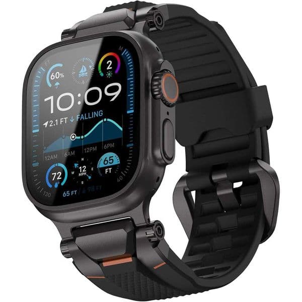 ULTIMAL Compatible band 49mm/46mm/45mm/44mm Men, Silicone Strap with Durable Stainless Steel Buckle for Apple Watch Ultra 3/2/1 Series