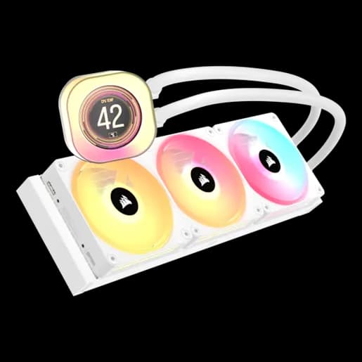 CORSAIR iCUE LINK TITAN 360 QX LCD Liquid CPU Cooler Combo - White