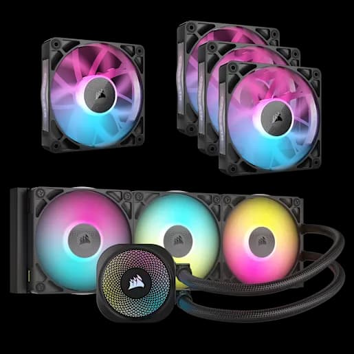 CORSAIR iCUE LINK Titan 360 RX RGB Liquid Cooler and iCUE LINK RX120 RGB Quadruple Fan Kit Bundle (Black)