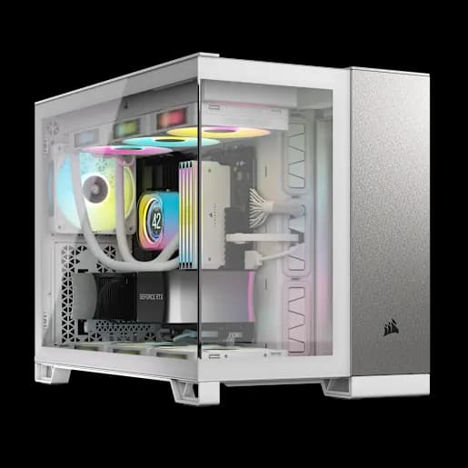 Case per PC Micro-ATX a doppia camera CORSAIR 2500X - Alluminio bianco/grigio satinato
