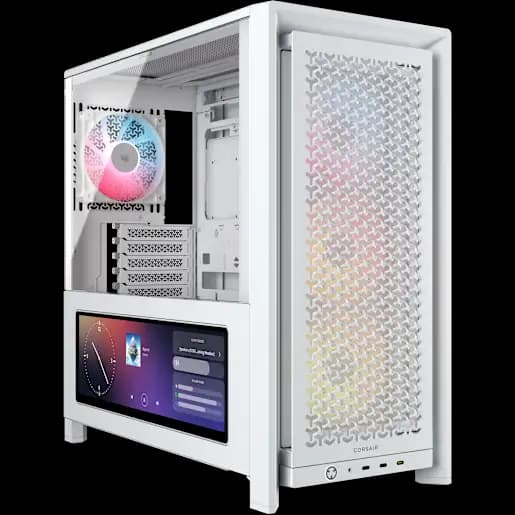 CORSAIR Case mid-tower premium FRAME 4000D LCD RS ARGB per PC - Bianco