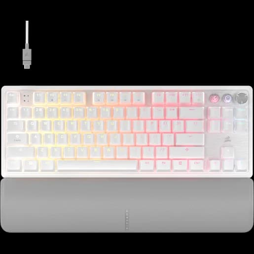 CORSAIR Programmierbare High-Performance-Gaming-Tastatur K70 PRO TKL mit Hall-Effekt und Rapid Trigger – Weiß
