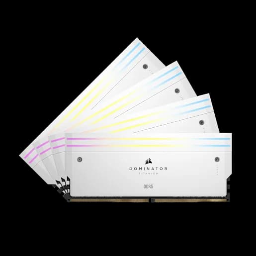 CORSAIR Kit di memoria DDR5 DRAM DOMINATOR TITANIUM RGB 64 GB (4x16 GB) 6000 MT/s CL36 Intel XMP – White