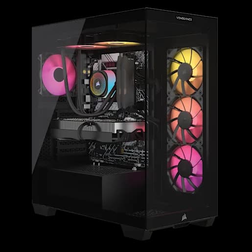 CORSAIR VENGEANCE a7500 Gaming PC: AMD Ryzen 7 9800X3D, GeForce RTX 5070 Ti, 32GB DDR5, 1TB M.2 SSD, Win11 Home