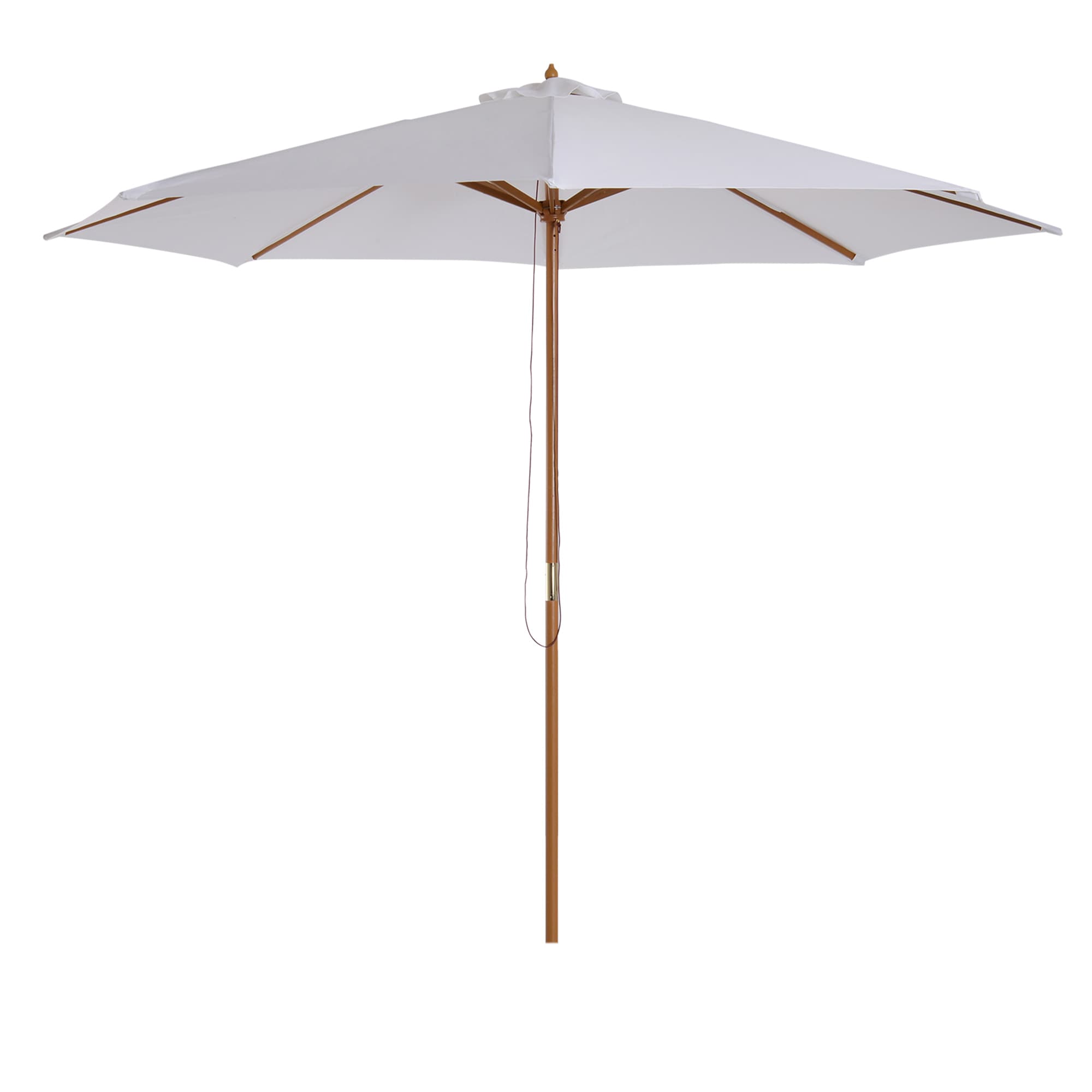 Outsunny 3(m) Fir Wooden Parasol Garden Umbrellas 8 Ribs Bamboo Sun Shade Patio Outdoor Umbrella Canopy, Cream White | Aosom UK