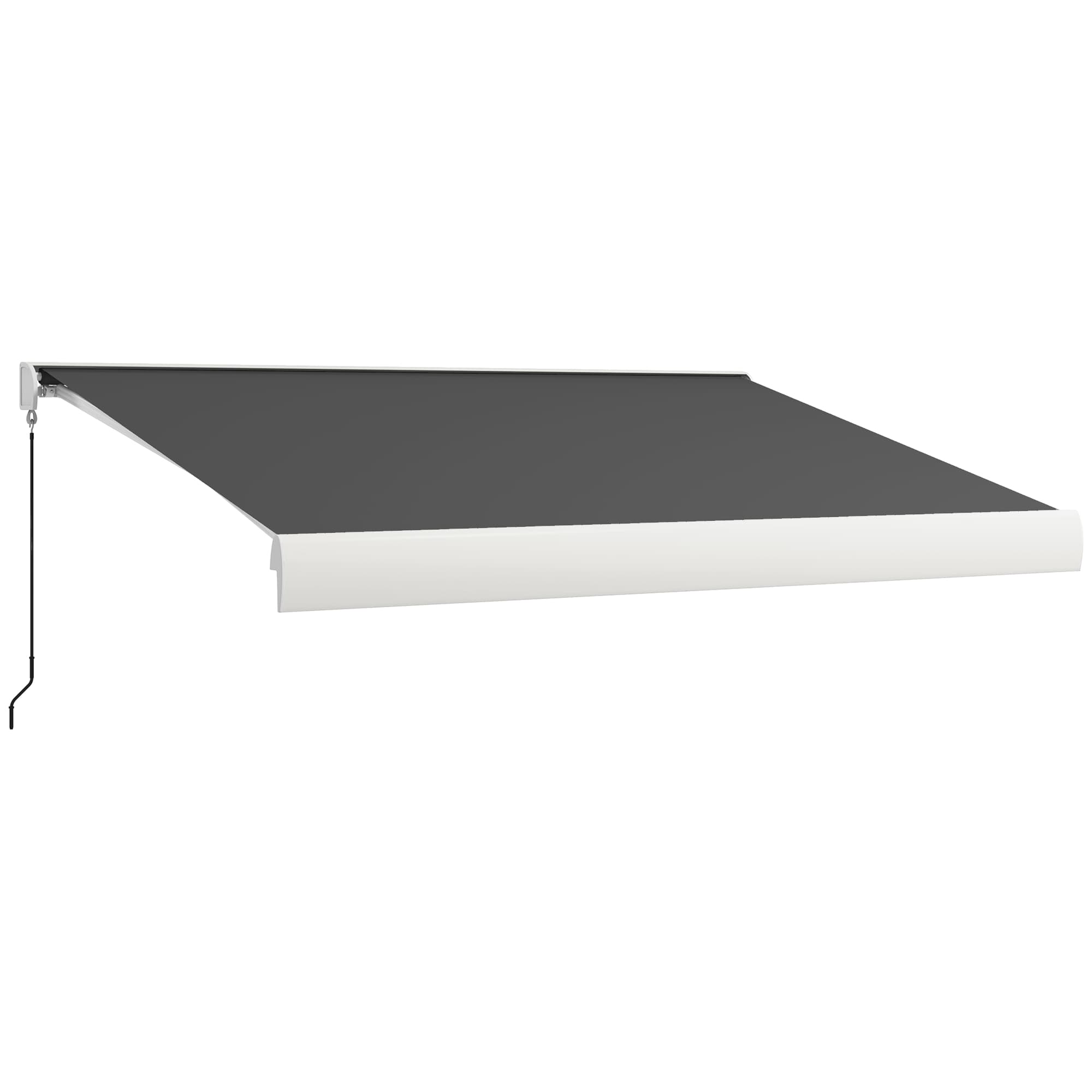 Outsunny 4 x 3m Electric Retractable Awning with 30m Remote Controller, Aluminium Frame Sun Shade for Patio with Waterproof Fabric,Grey | Aosom UK