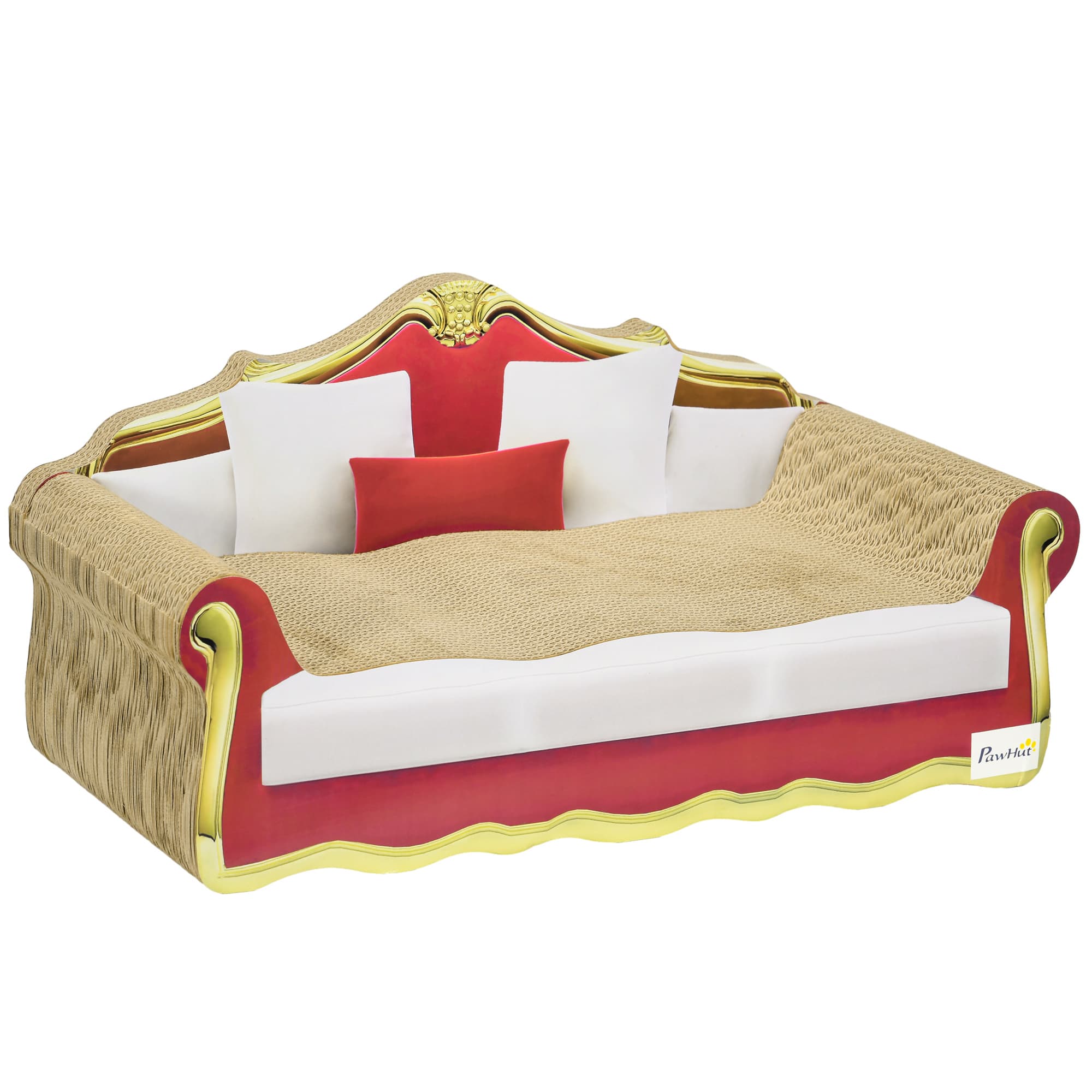 PawHut Cat Scratcher Lounge Sofa, Durable Cardboard Bed with Catnip, Stylish & Eco-Friendly, 58x29.5x29cm | Aosom UK