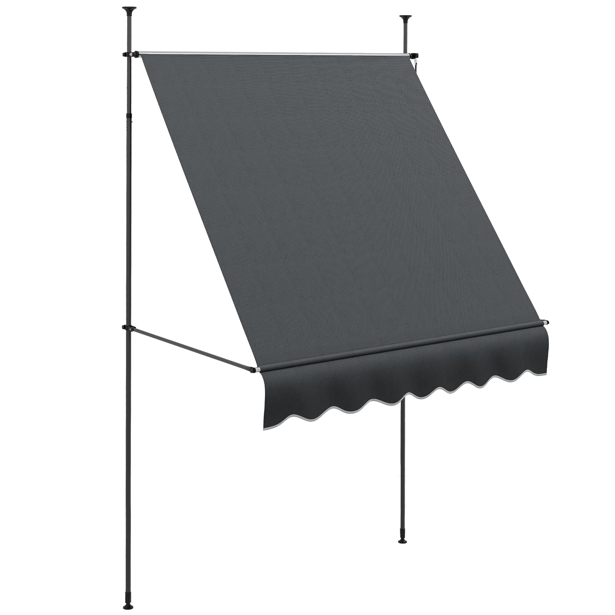 Outsunny 2 x 1.2m Retractable Awning, Free Standing Patio Sun Shade Shelter, UV Resistant, for Window and Door, Dark Grey | Aosom UK