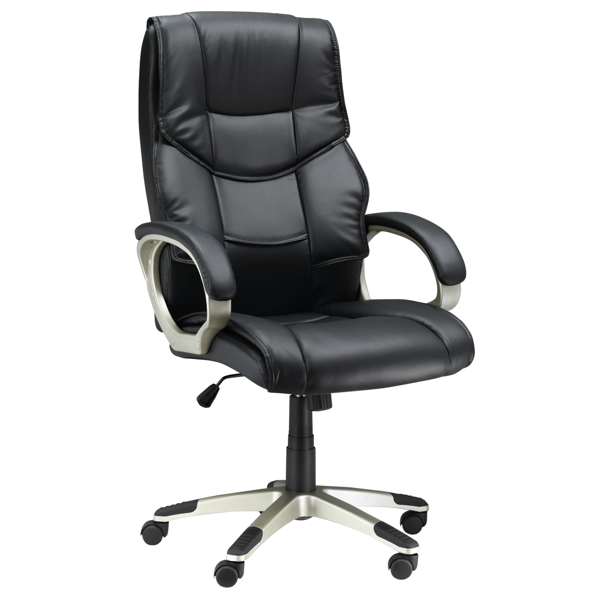 HOMCOM Comfortable Computer Chair, Home Office Chair w/ Adjustable Height & Movable Wheels for Work, Study, Black | Aosom UK