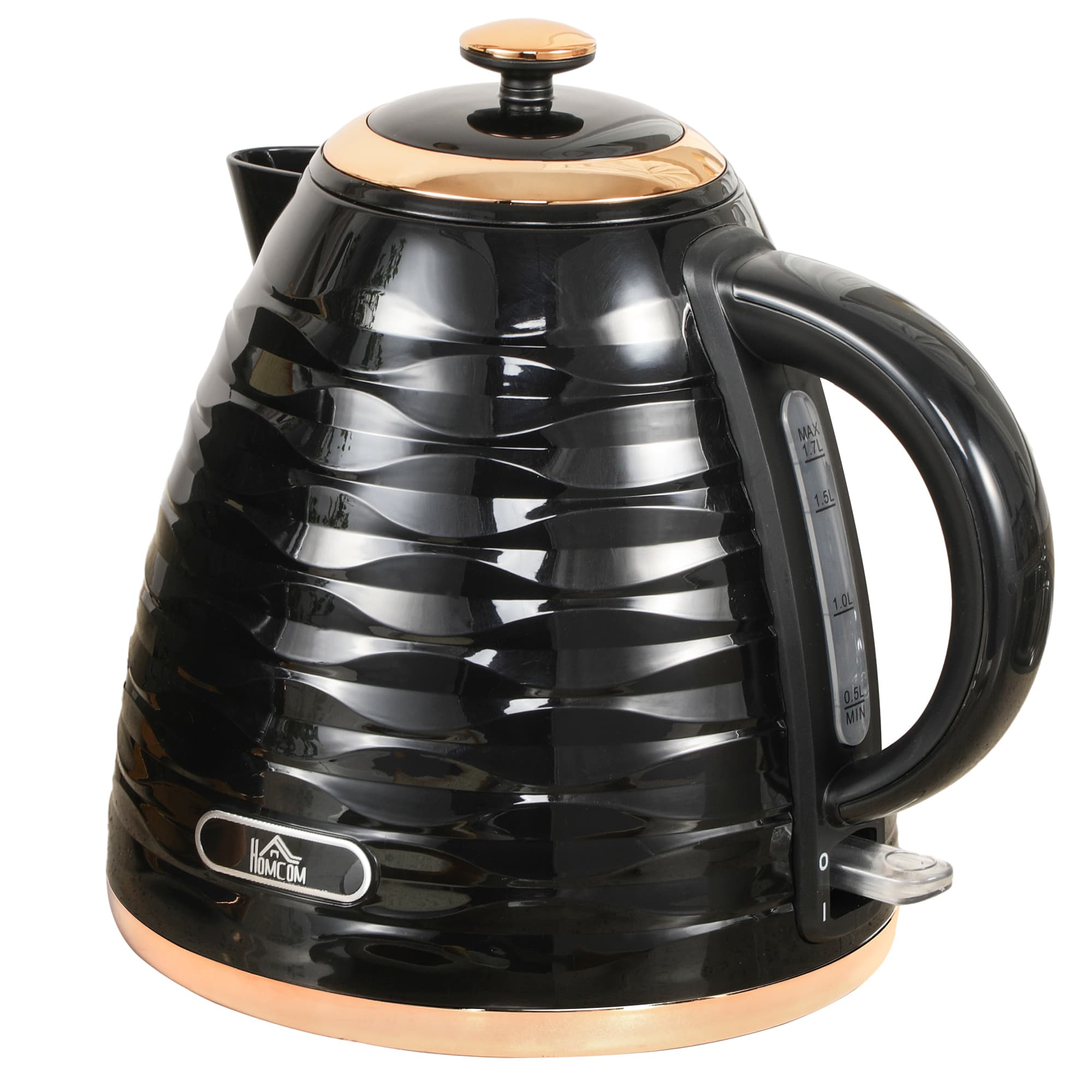 HOMCOM Electric Kettle, 1.7L, Fast Boil, 3kW Water Kettle with Removable Washable Anti-scale Filter, Auto Shut-off, Black | Aosom UK