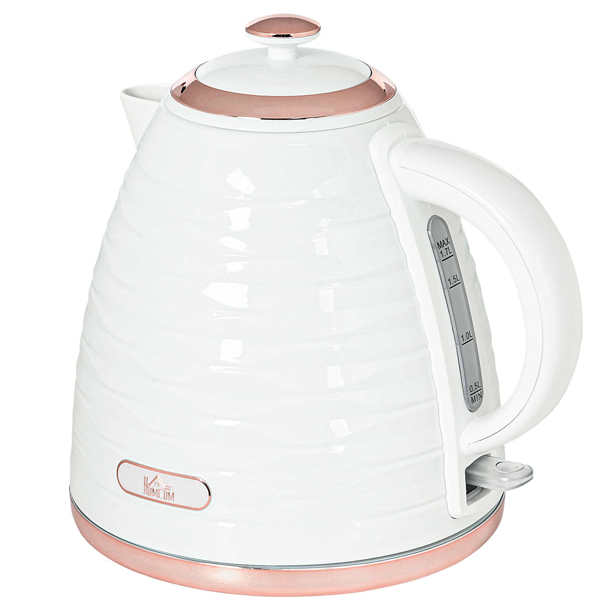 HOMCOM Electric Kettle, 1.7L, Fast Boil, 3kW Water Kettle with Removable Washable Anti-scale Filter, Auto Shut-off, Cream White | Aosom UK