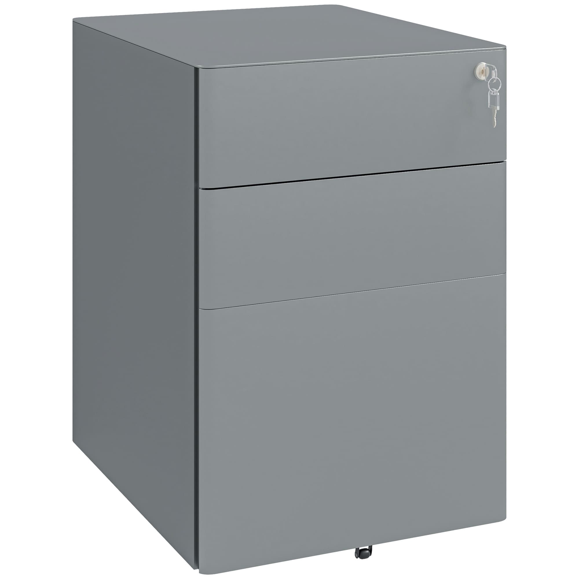 Vinsetto Lockable Cabinet, Rolling Filing Cabinet with 3 Drawers, Steel Office Drawer Unit for A4, Letter, Legal Sized Files | Aosom UK