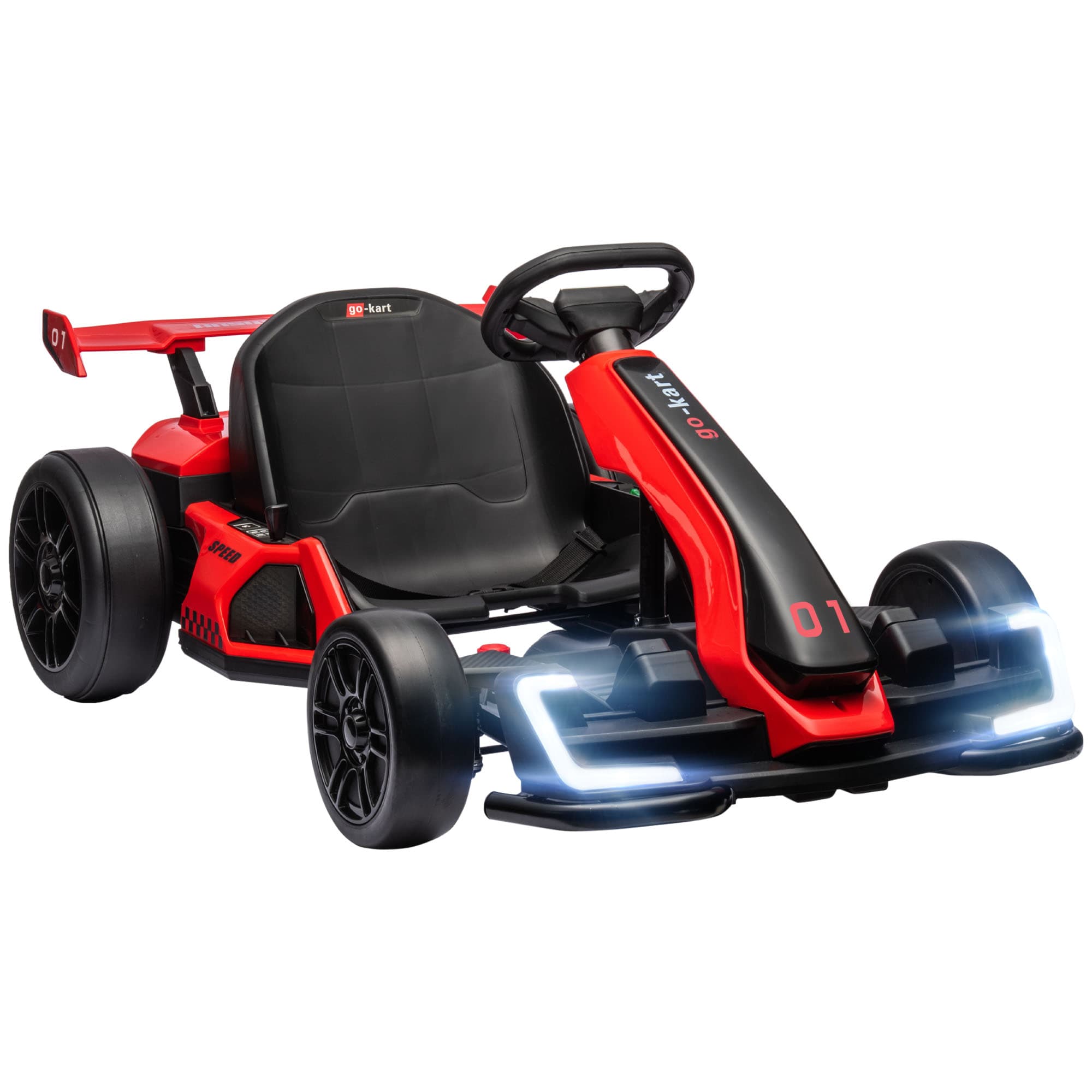 HOMCOM 24V Electric Go Kart for Kids with Adjustable Seat for 6-12 Years Old, Red | Aosom UK